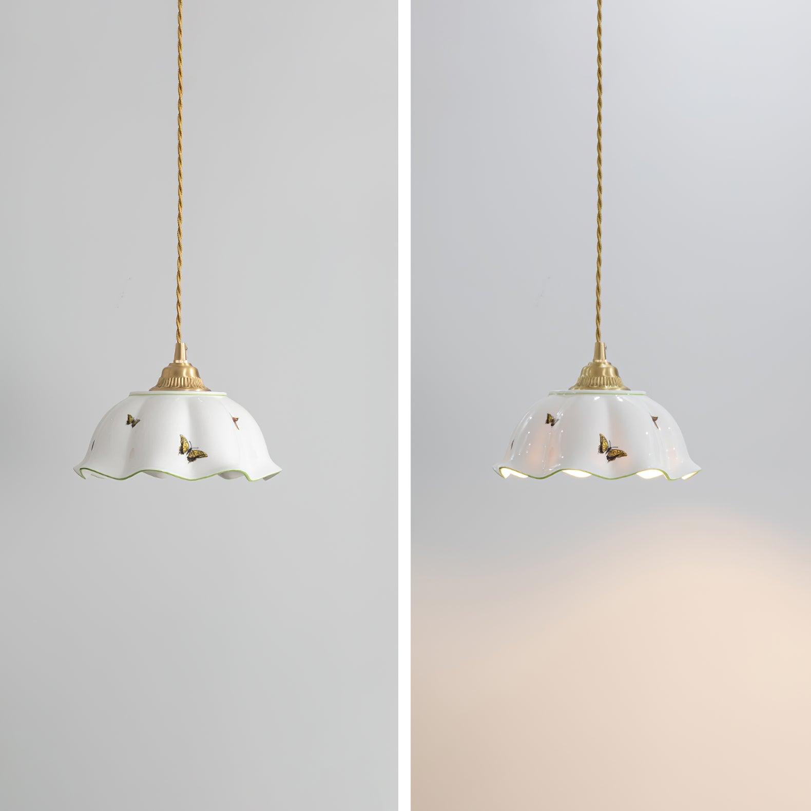Vita Suspension Vintage en Céramique Papillons - Neutralighting