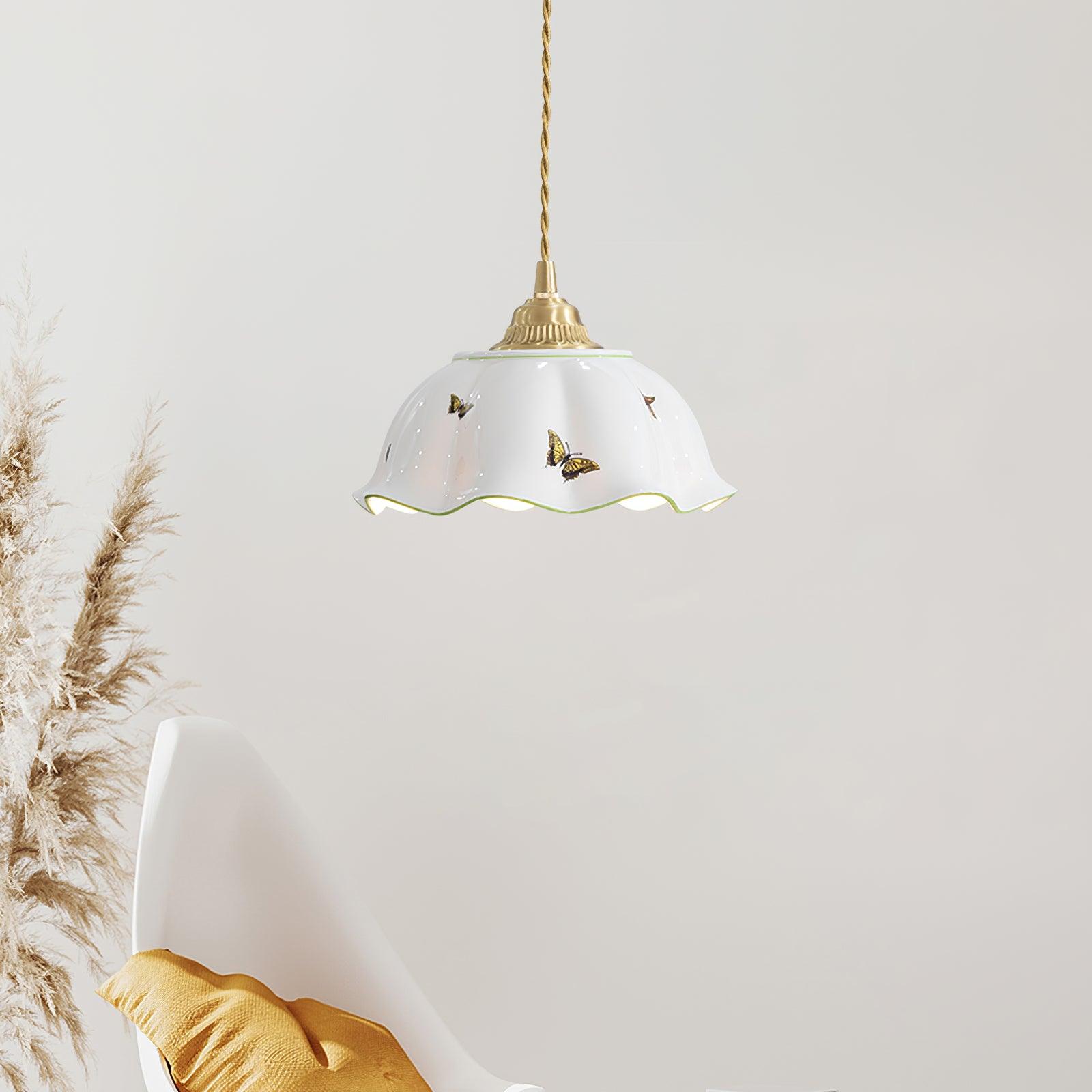 Vita Suspension Vintage en Céramique Papillons - Neutralighting
