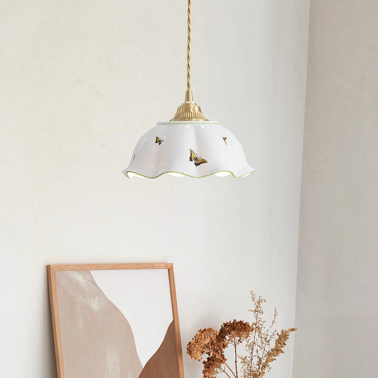 Vita Suspension Vintage en Céramique Papillons - Neutralighting