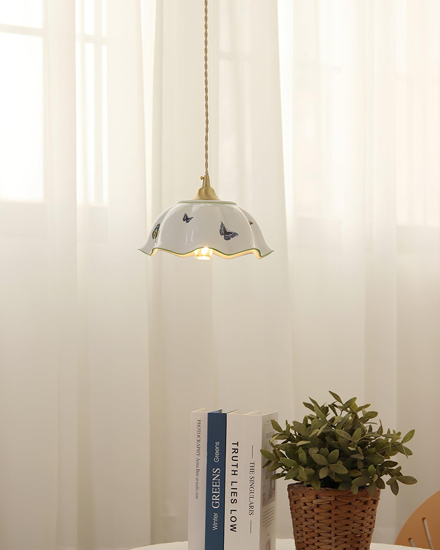 Vita Suspension Vintage en Céramique Papillons - Neutralighting