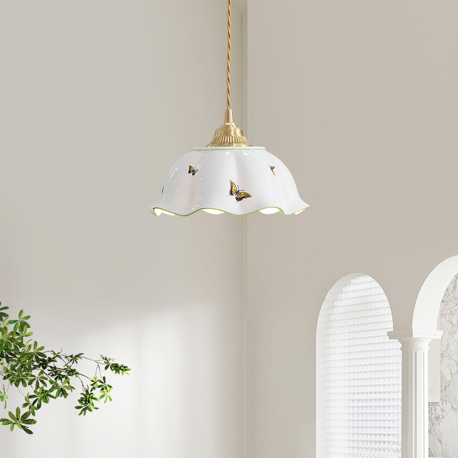 Vita Suspension Vintage en Céramique Papillons - Neutralighting