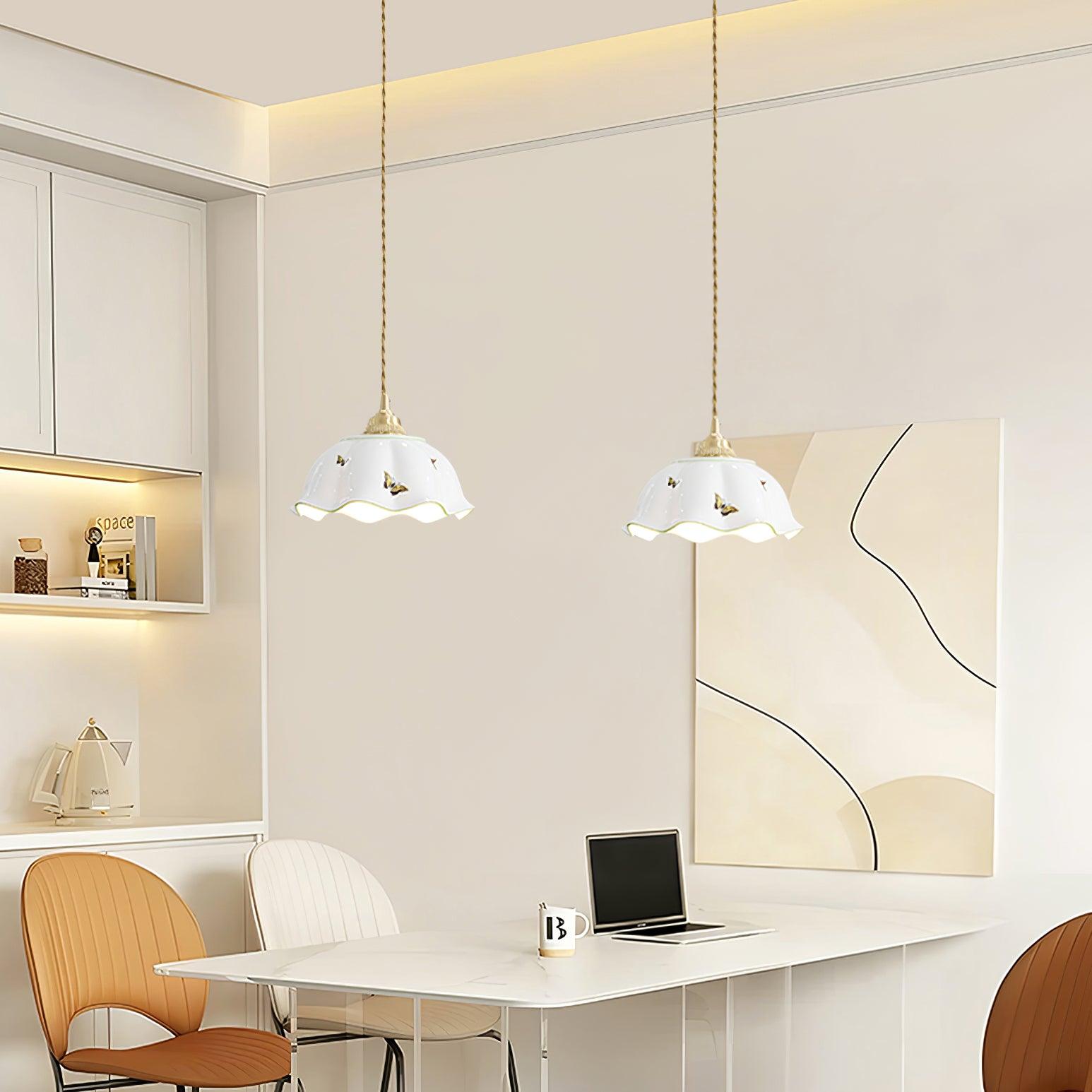 Vita Suspension Vintage en Céramique Papillons - Neutralighting