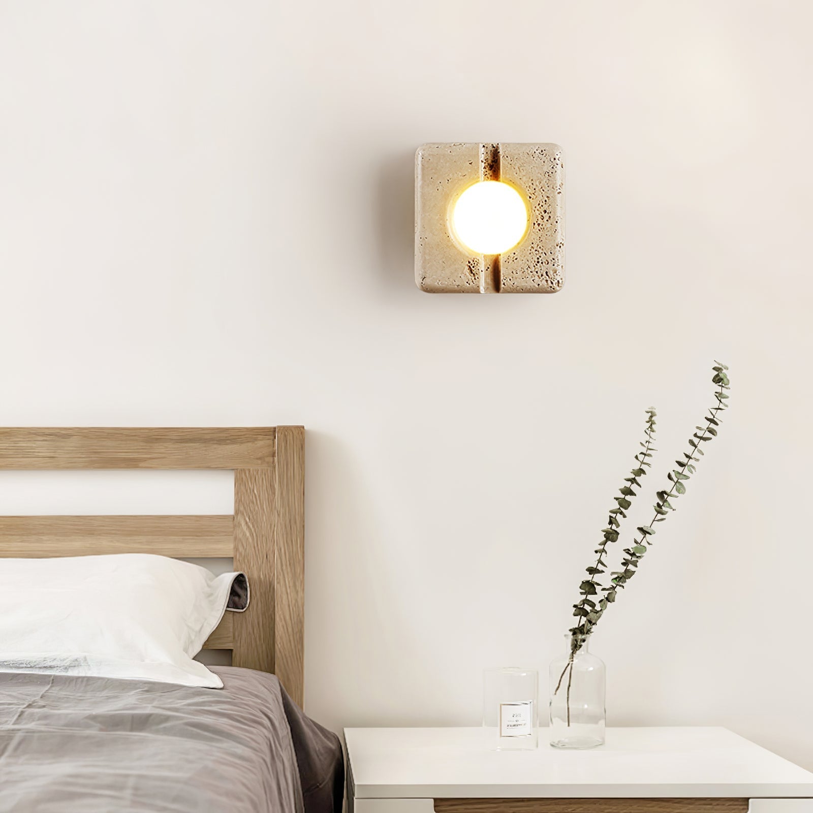 Olvenan Carré Travertin Luminaire Mural - Neutralighting