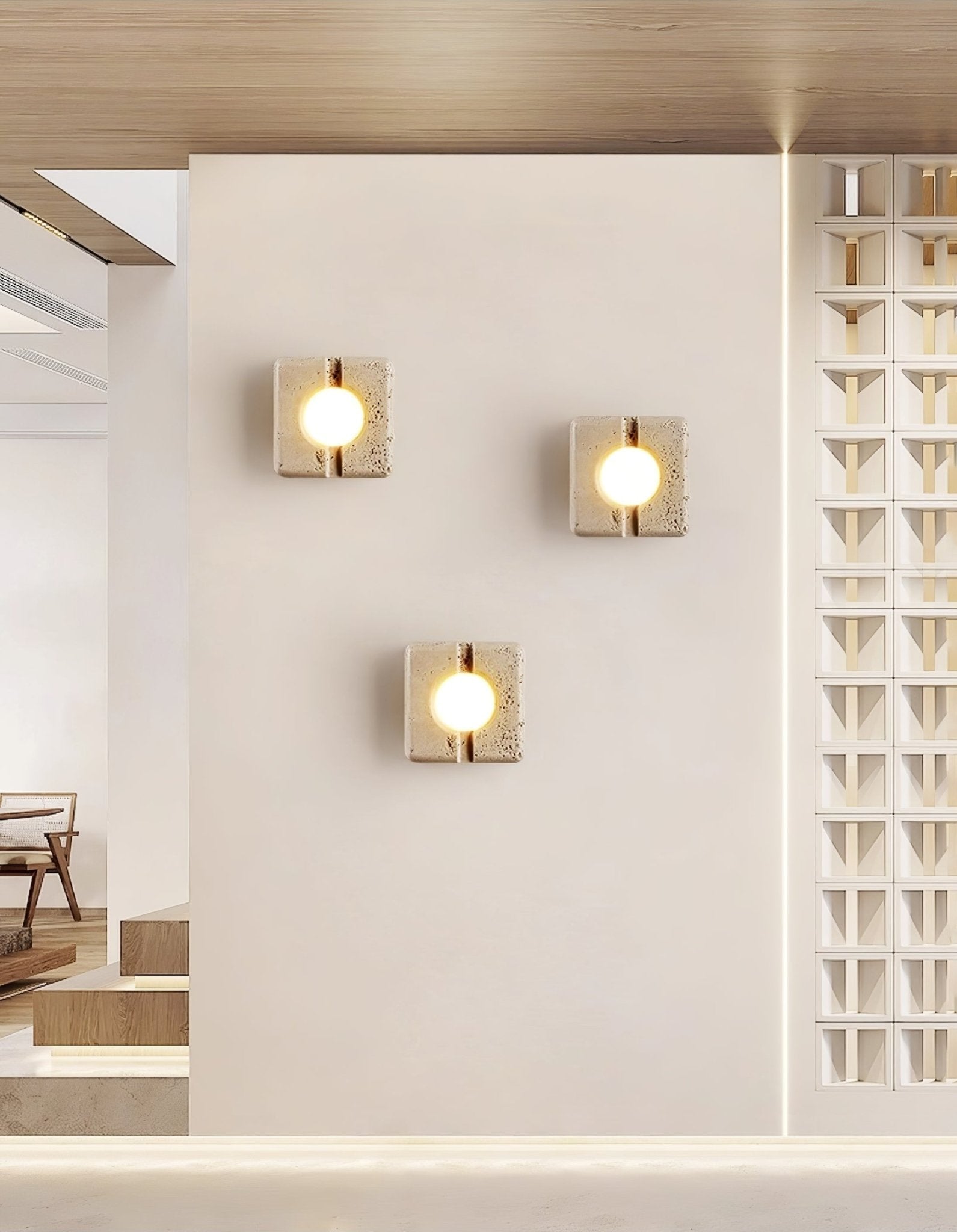 Olvenan Carré Travertin Luminaire Mural - Neutralighting