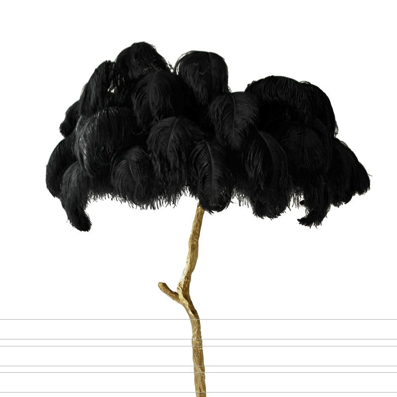 Lampadaire Fleur Luxe Plume/Métal Coloré Salon