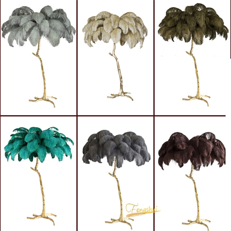Lampadaire Fleur Luxe Plume/Métal Coloré Salon
