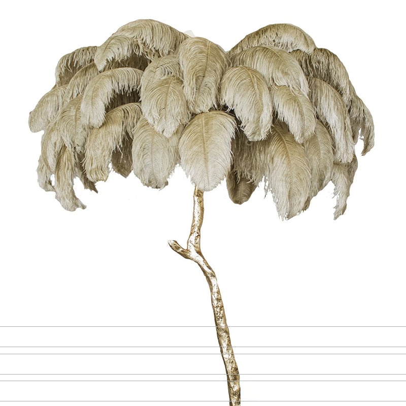 Lampadaire Fleur Luxe Plume/Métal Coloré Salon