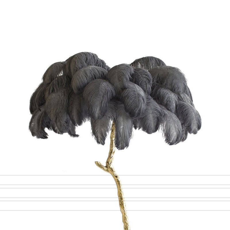 Lampadaire Fleur Luxe Plume/Métal Coloré Salon