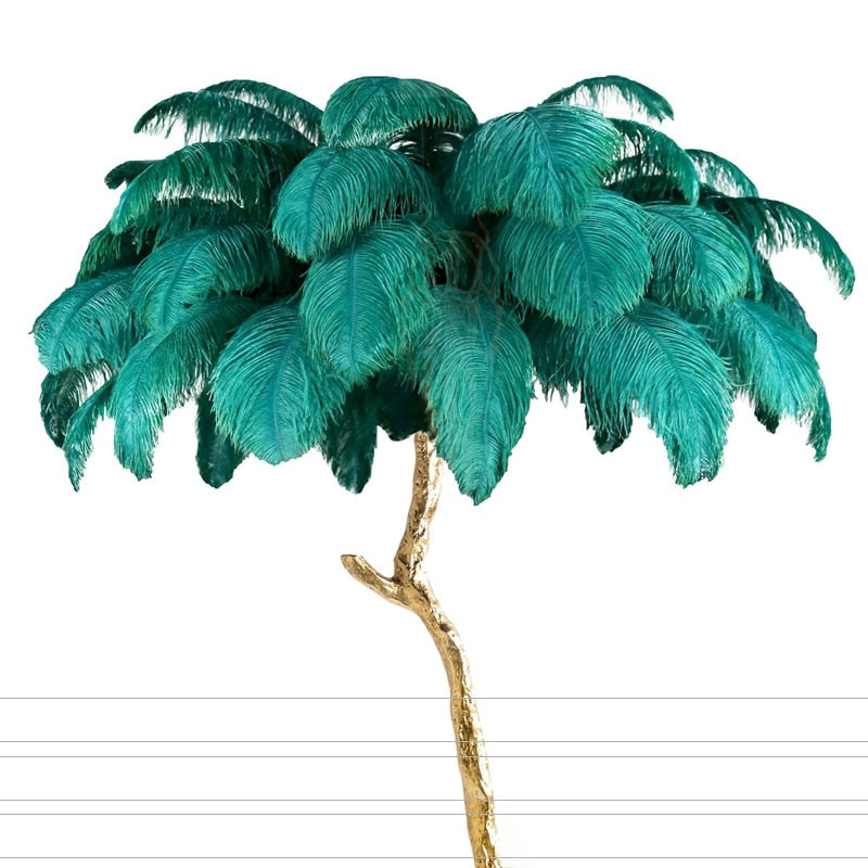 Lampadaire Fleur Luxe Plume/Métal Coloré Salon