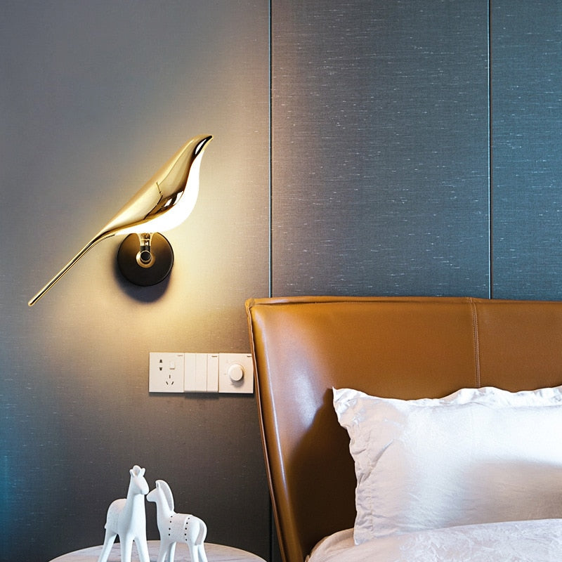 Lampe murale de chevet d'oiseau de pie d'art de style nordique