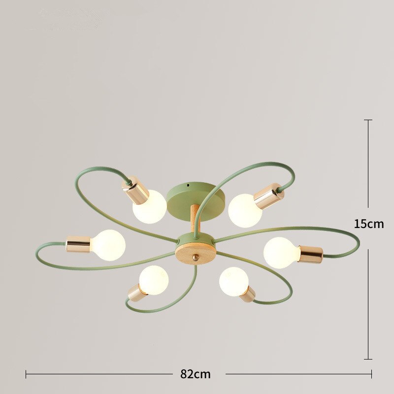 Aria Plafonnier Fleur Nordique, Metal/Verre, Vert/Gris, Chambre - Neutralighting