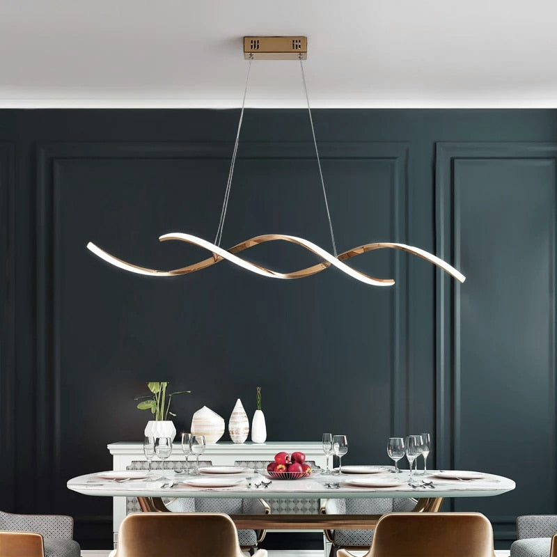 Arisha Suspension LED linéaire ondulée moderne pour la salle - Neutralighting