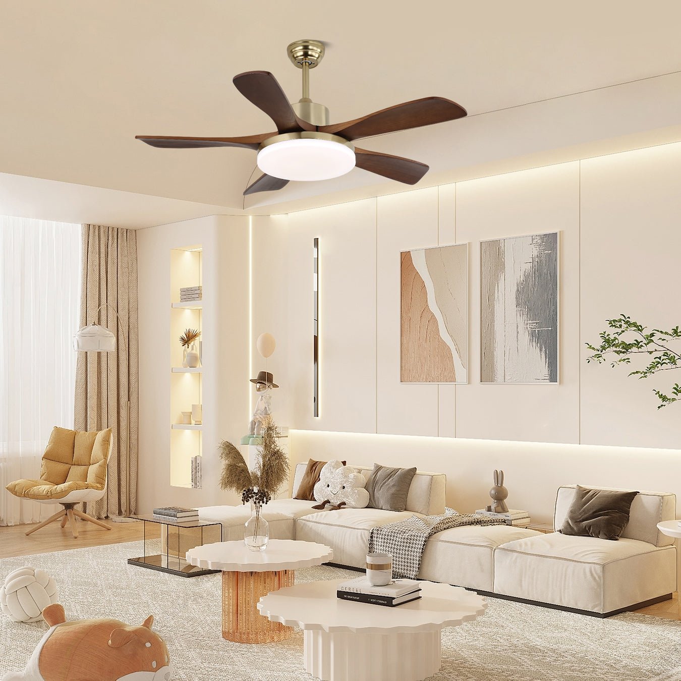 Ventilateur de plafond luminaire Aurelia avec télécommande pour réglage à 6 vitesses