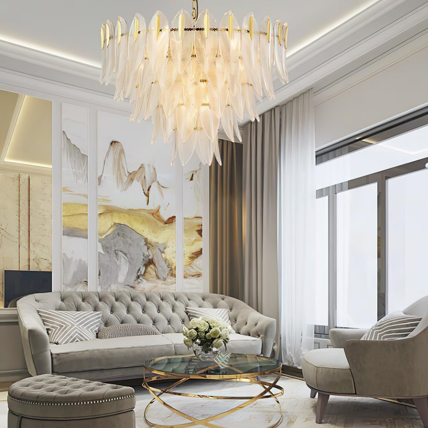 Ivthayra Lustre Postmoderne en Laiton et Verre de Luxe - Neutralighting