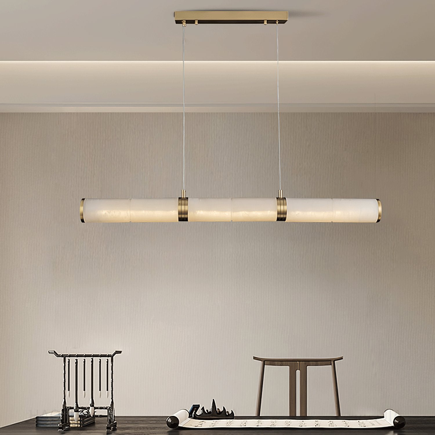 Eira Minimaliste Albâtre Linéaire Pendentif Lumière - Neutralighting