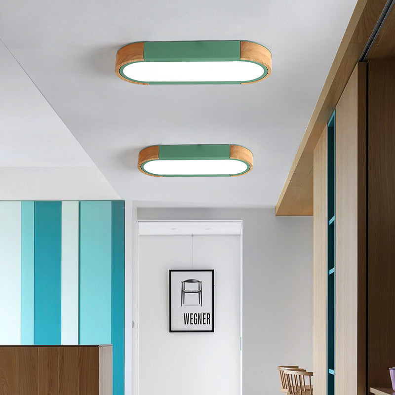Mero Plafonnier Barre Longue Moderne. Bois/Acrylique. Blanc/Gris/Vert - Neutralighting