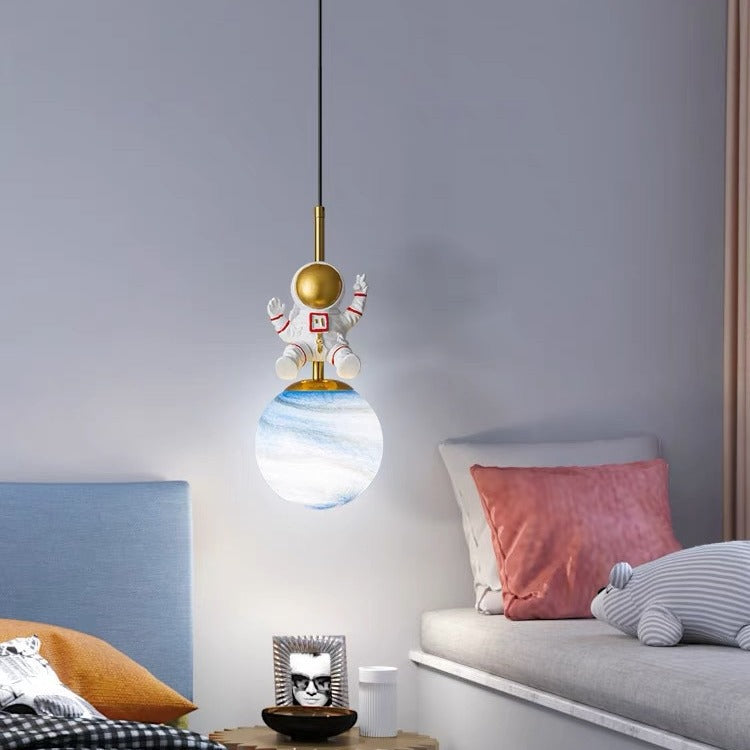 Aria Suspesion Globe Moderne, Metal/Verre, Blanc/Bleu, Chambre - Neutralighting