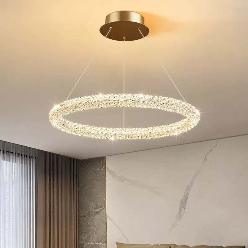 Kristy Suspension Anneau Minimaliste, Metal/Cristal, Blanc, Chambre - Neutralighting