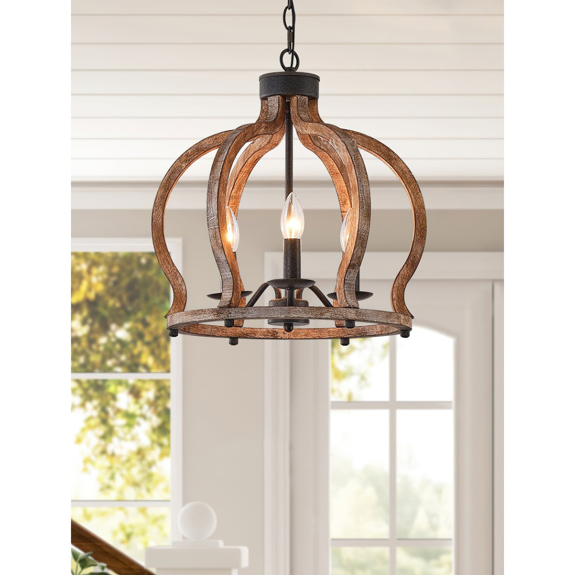 Vivinir Suspension Vintage Industrielle Aura Farmhouse en Bois et Métal - Neutralighting