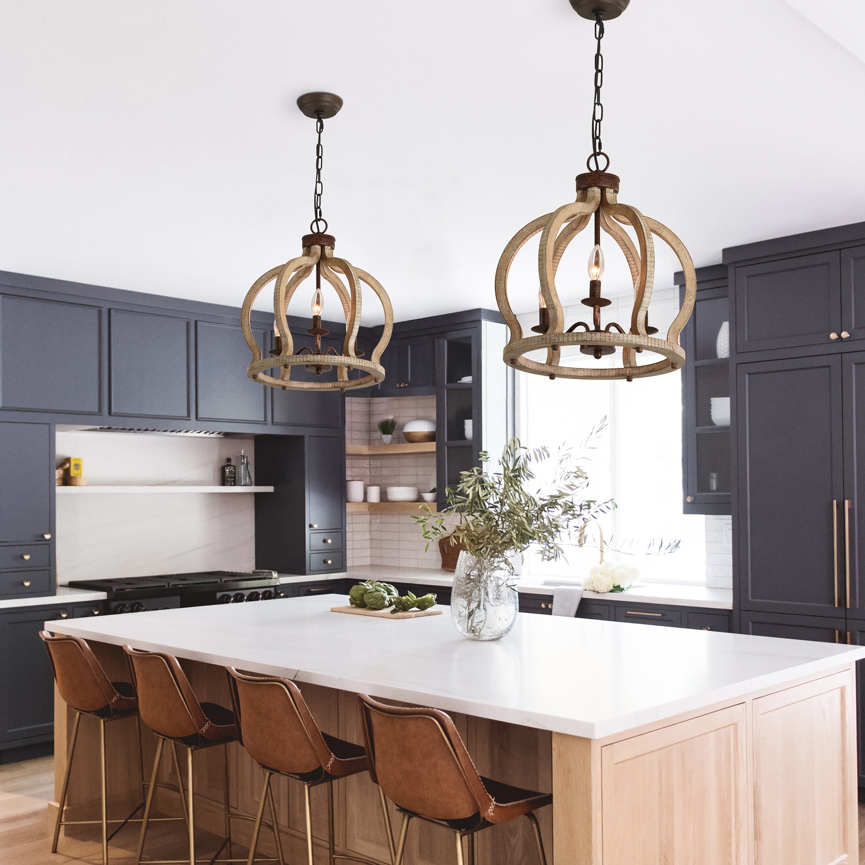 Vivinir Suspension Vintage Industrielle Aura Farmhouse en Bois et Métal - Neutralighting