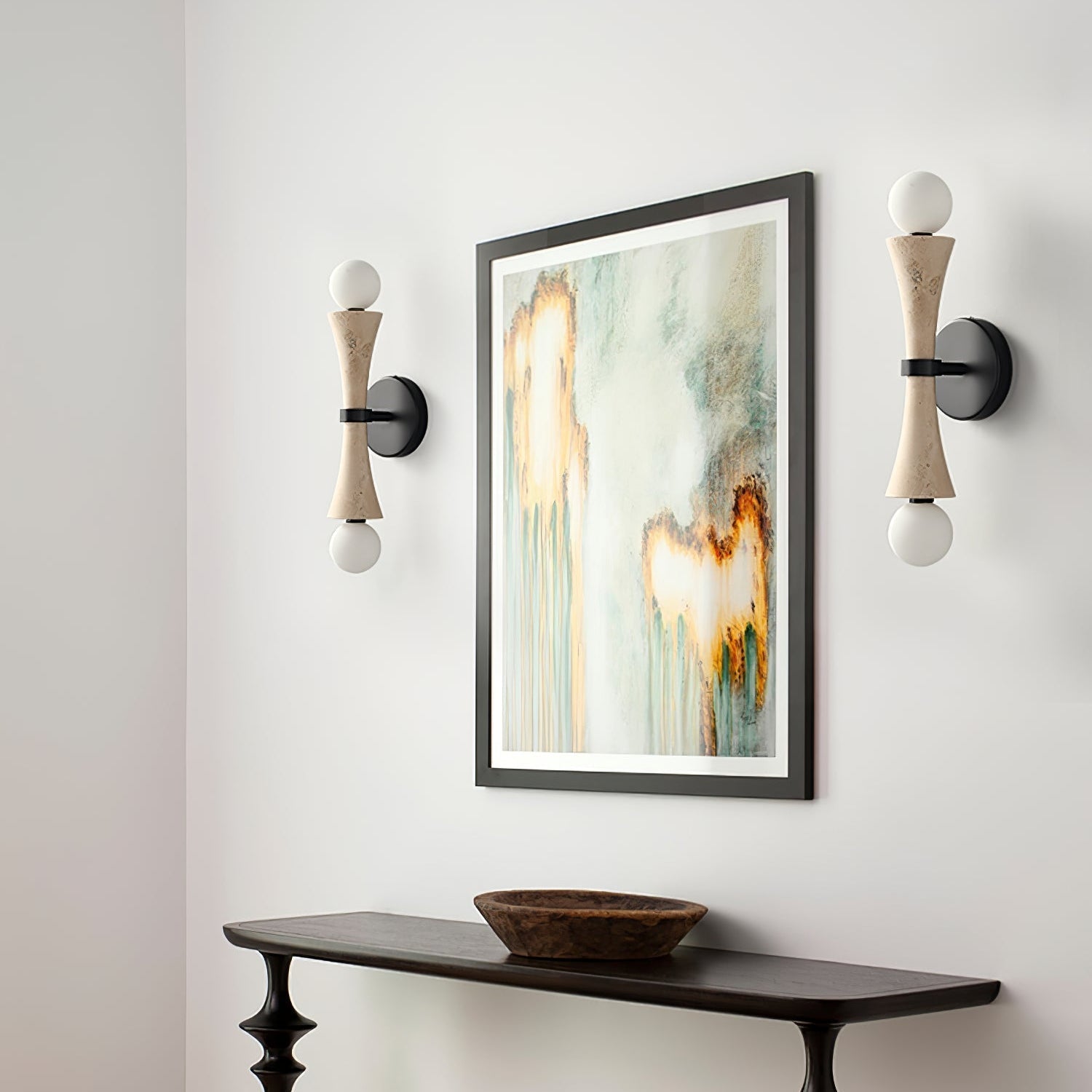 Oloriel Applique Murale Sculpturale en Travertin Élégante - Neutralighting