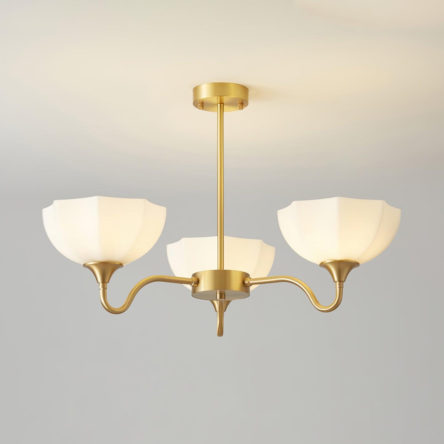 Lustra Chandelier Bol En Verre Octagonal Cuivre Français - Neutralighting