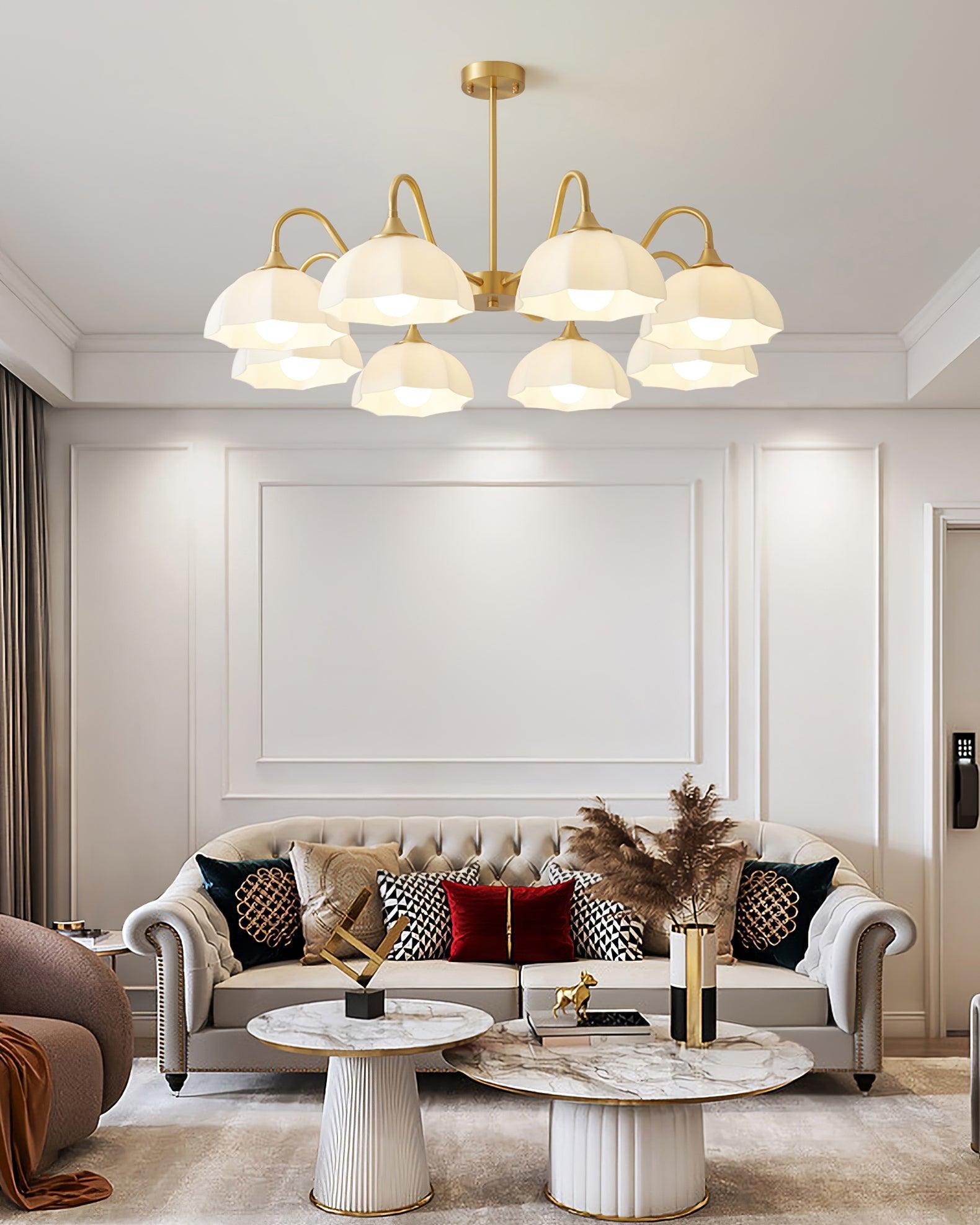 Lustra Chandelier Bol En Verre Octagonal Cuivre Français - Neutralighting