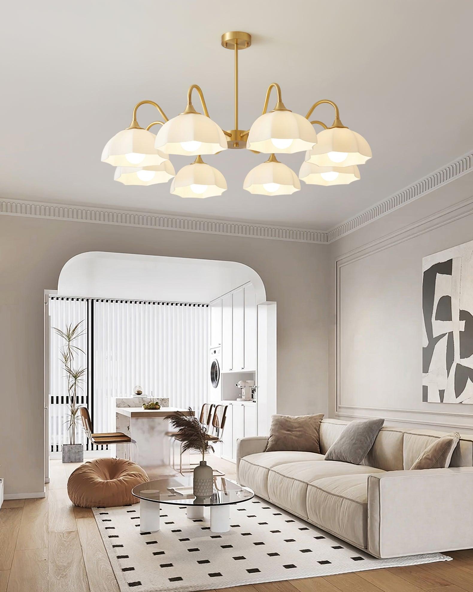 Lustra Chandelier Bol En Verre Octagonal Cuivre Français - Neutralighting