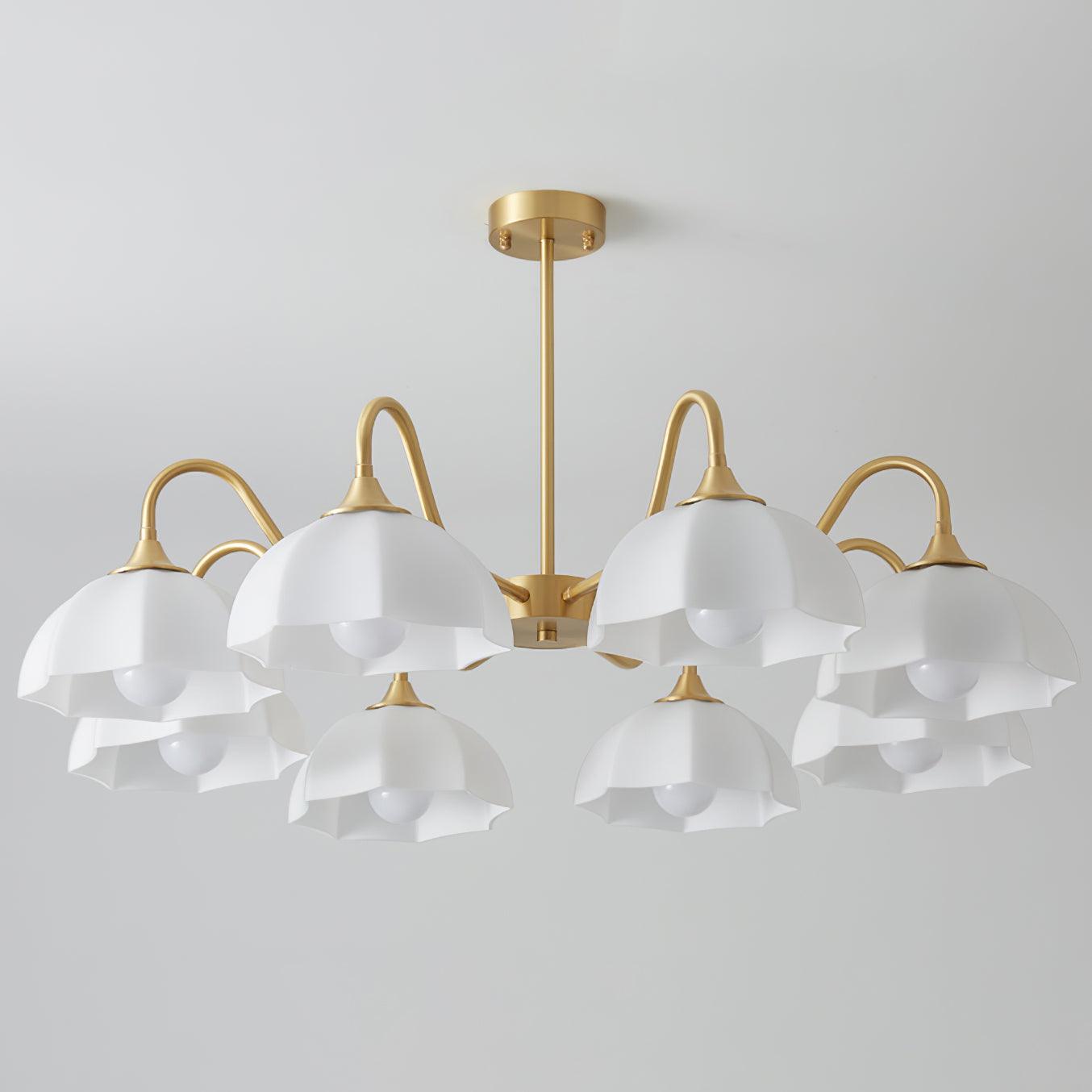 Lustra Chandelier Bol En Verre Octagonal Cuivre Français - Neutralighting