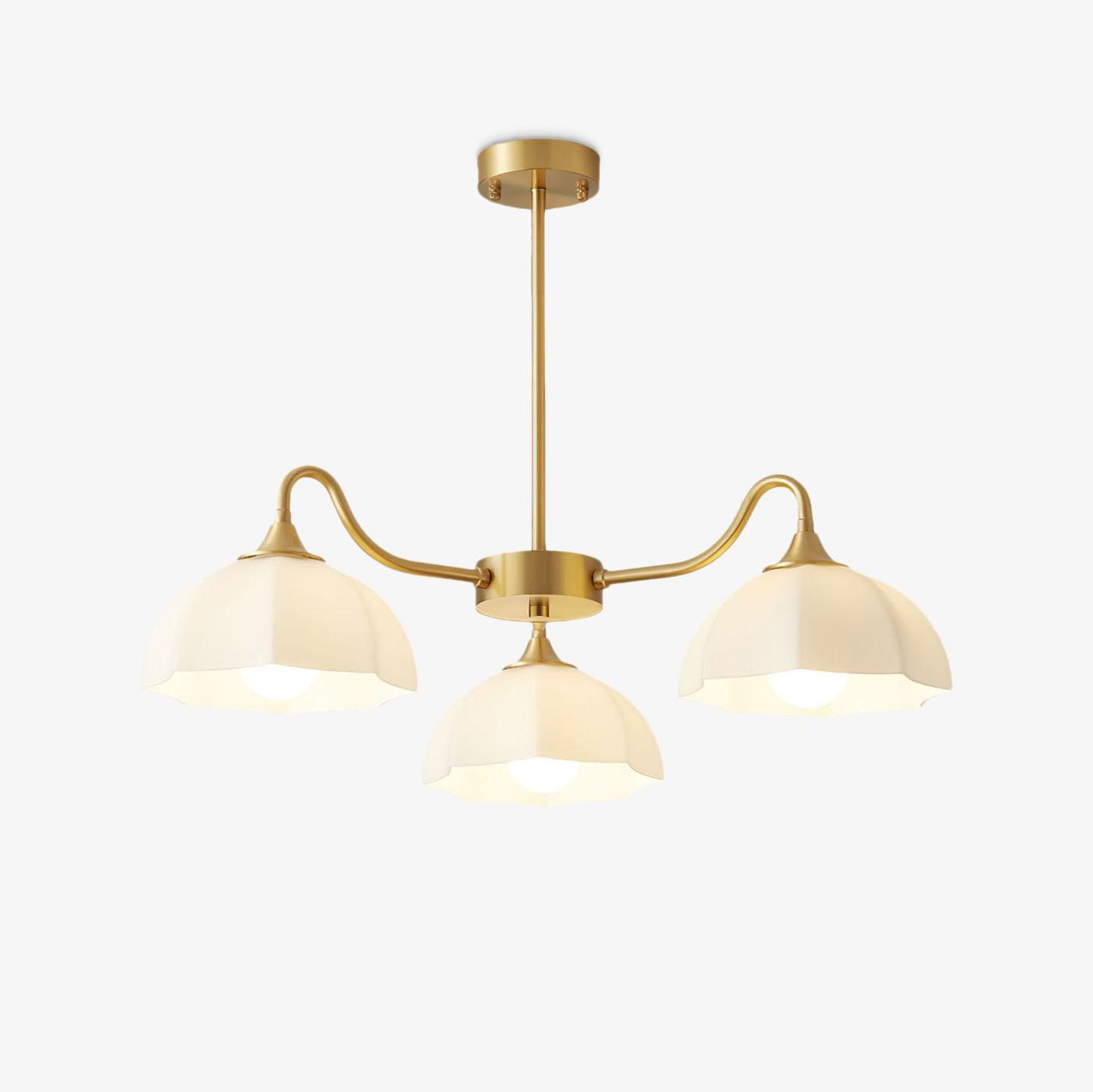 Lustra Chandelier Bol En Verre Octagonal Cuivre Français - Neutralighting
