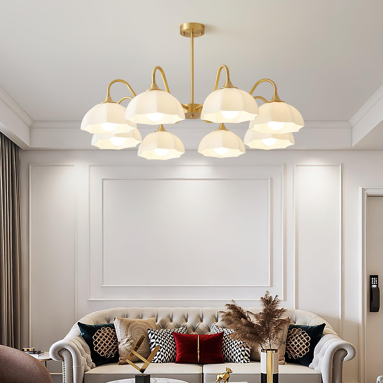 Lustra Chandelier Bol En Verre Octagonal Cuivre Français - Neutralighting