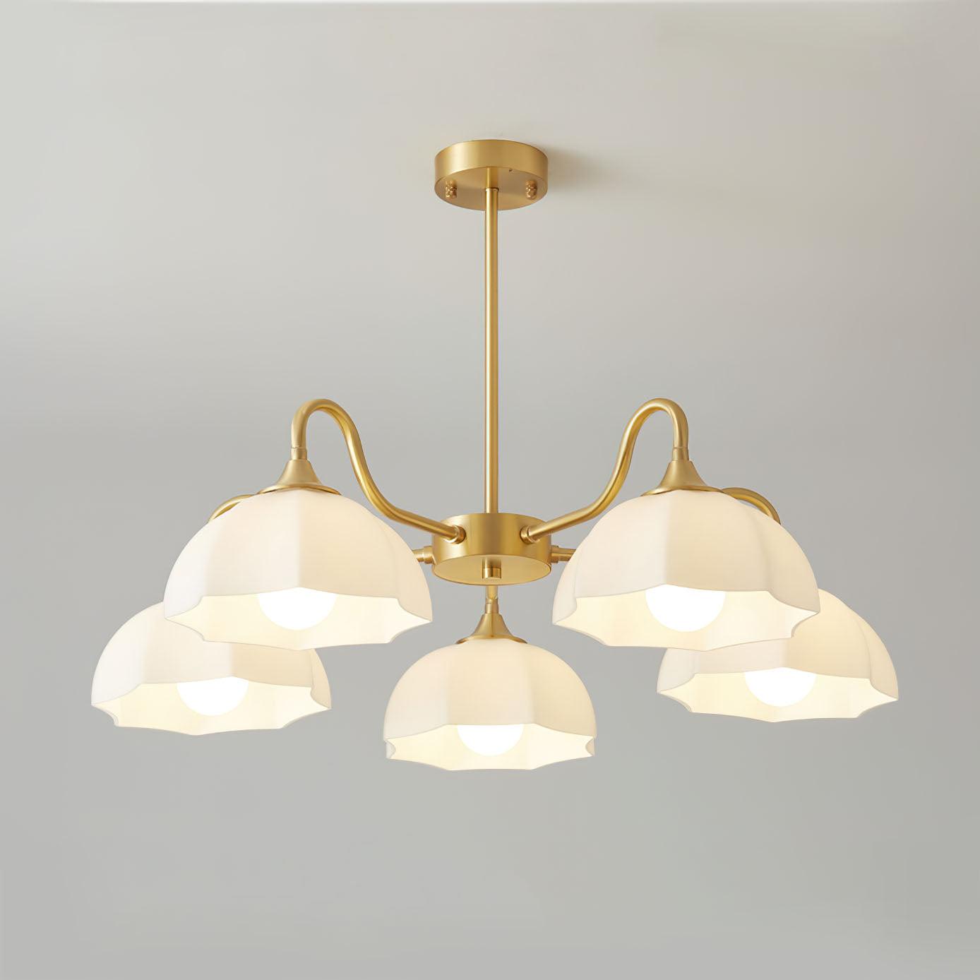 Lustra Chandelier Bol En Verre Octagonal Cuivre Français - Neutralighting