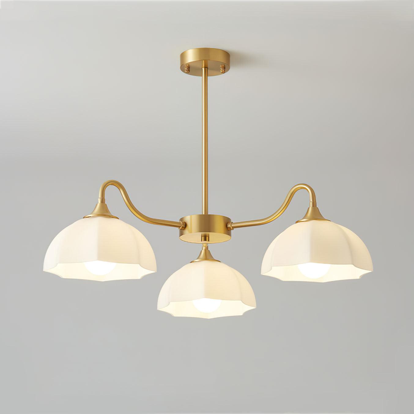 Lustra Chandelier Bol En Verre Octagonal Cuivre Français - Neutralighting