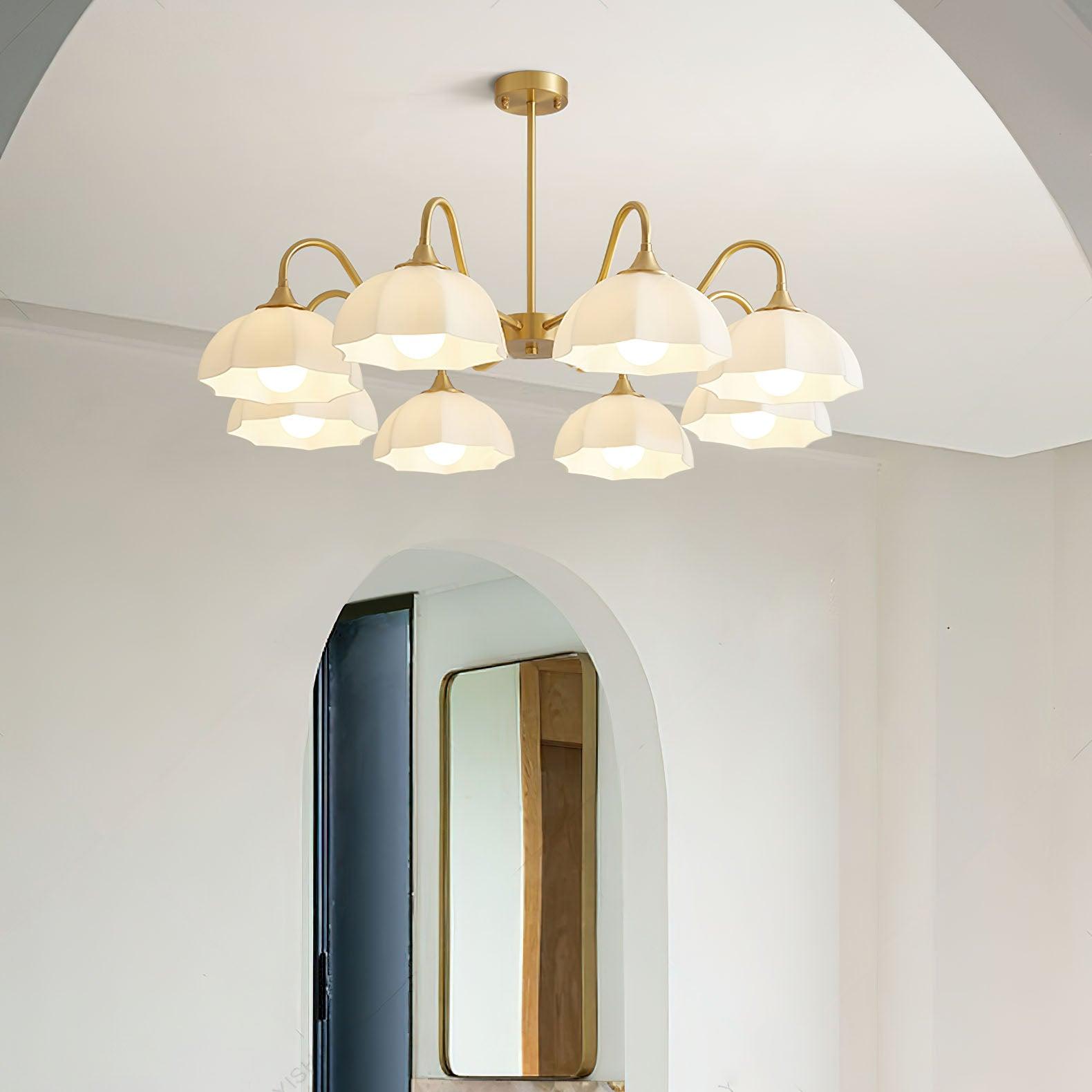 Lustra Chandelier Bol En Verre Octagonal Cuivre Français - Neutralighting