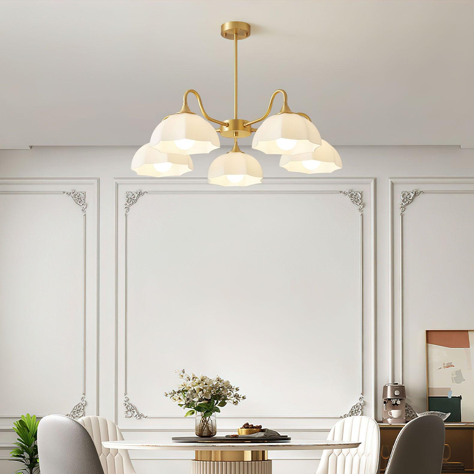 Lustra Chandelier Bol En Verre Octagonal Cuivre Français - Neutralighting