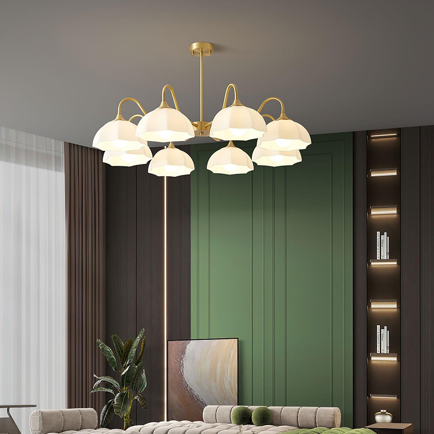 Lustra Chandelier Bol En Verre Octagonal Cuivre Français - Neutralighting