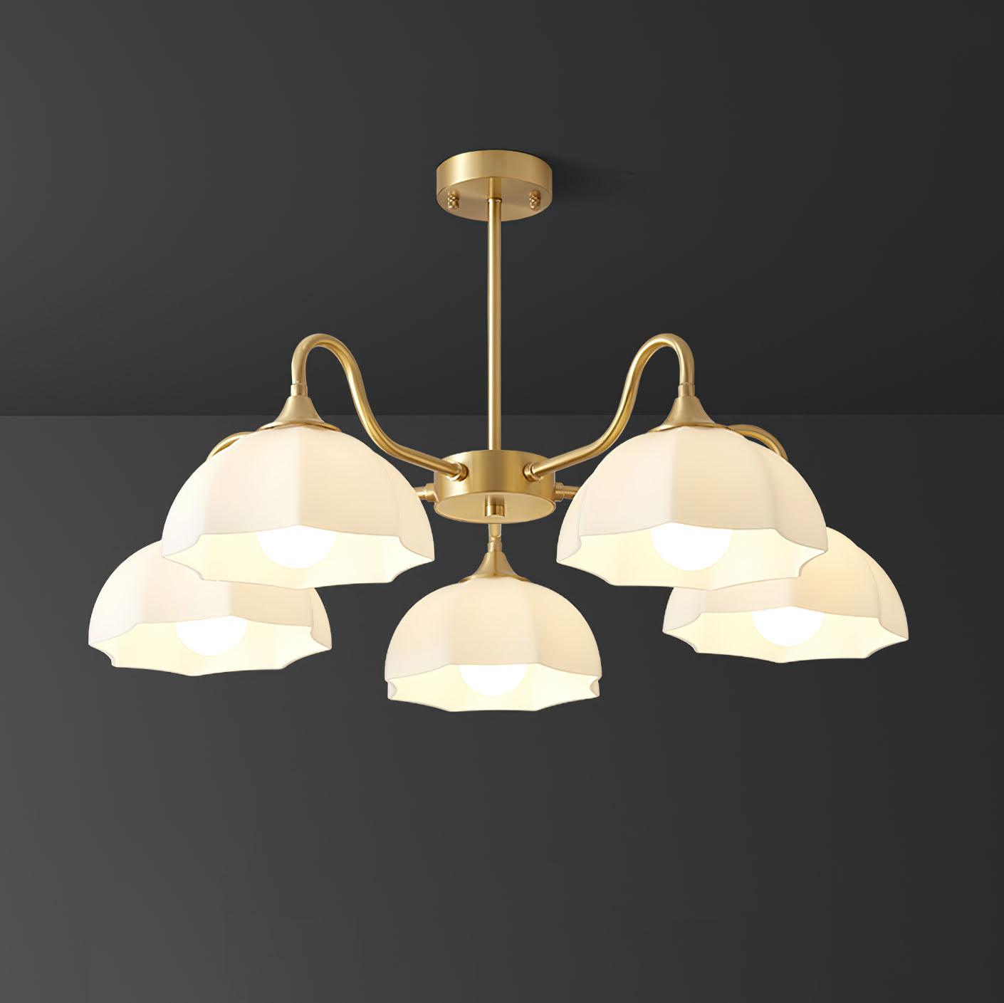 Lustra Chandelier Bol En Verre Octagonal Cuivre Français - Neutralighting