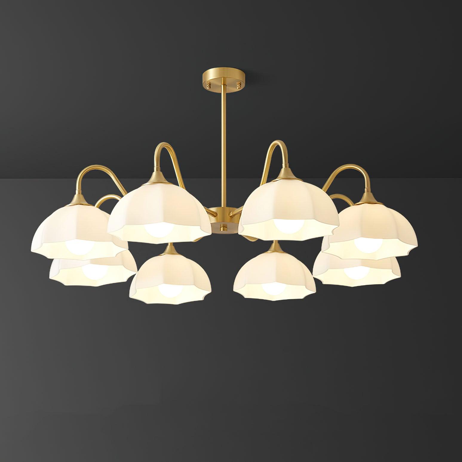 Lustra Chandelier Bol En Verre Octagonal Cuivre Français - Neutralighting