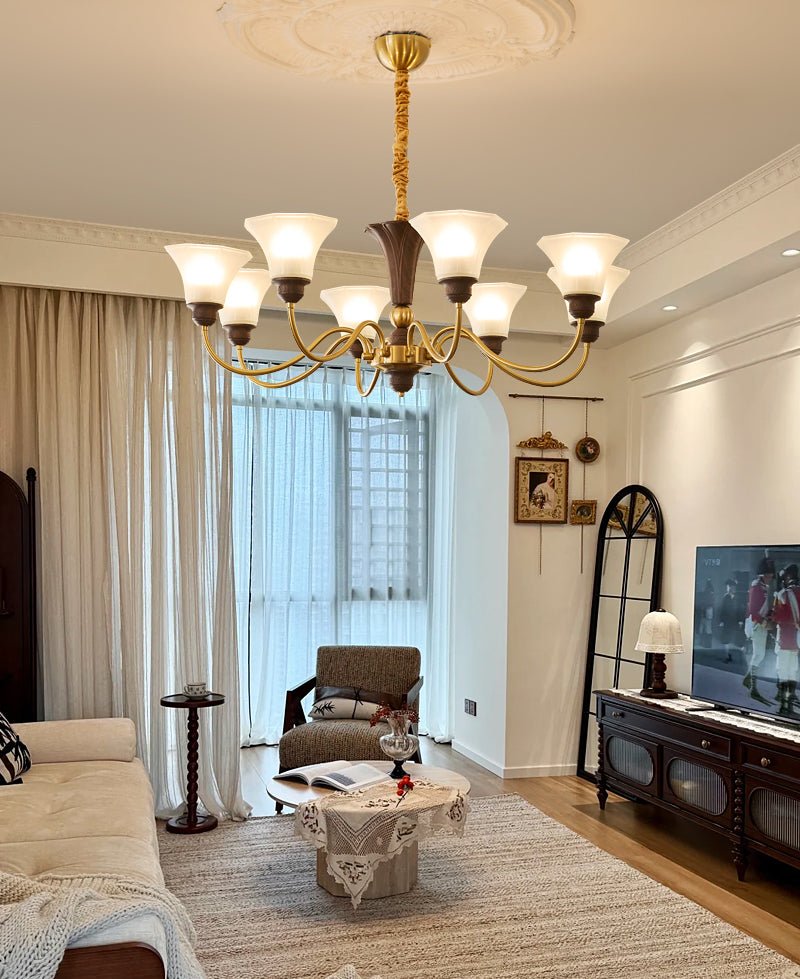 Ciphaen Chandelier en Bois et Verre Vintage - Neutralighting