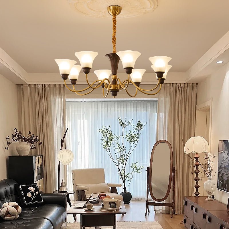 Ciphaen Chandelier en Bois et Verre Vintage - Neutralighting