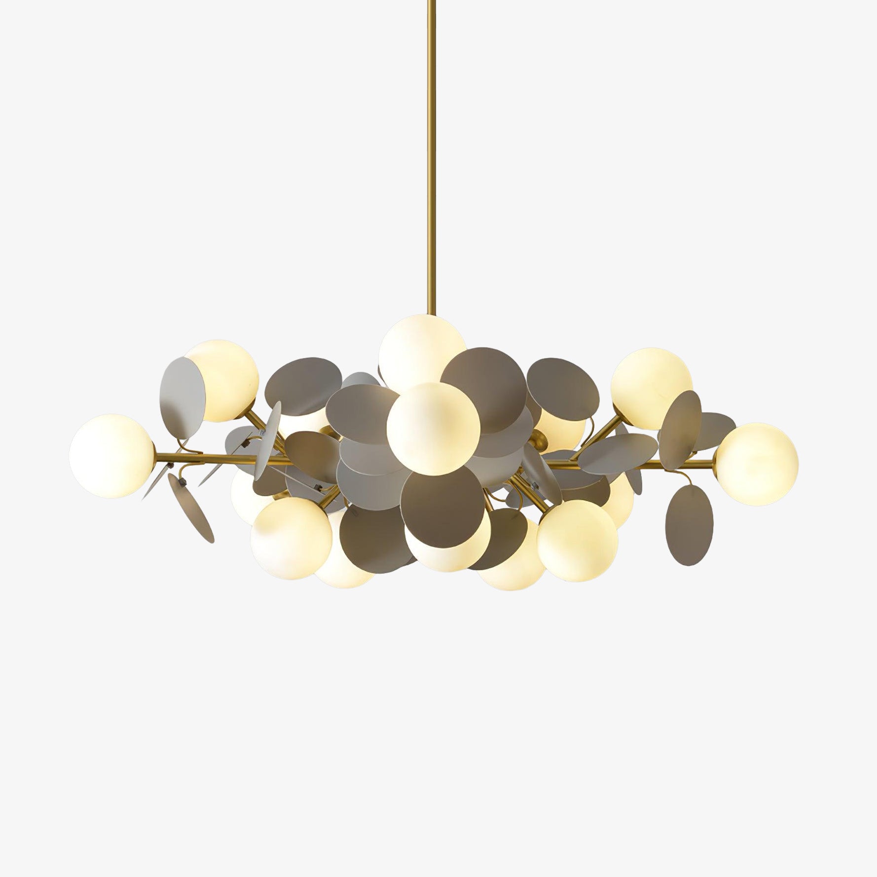 Lustra Chandelier Arbre Blanc Cassé à Huit Abat-jours Ouverts - Neutralighting