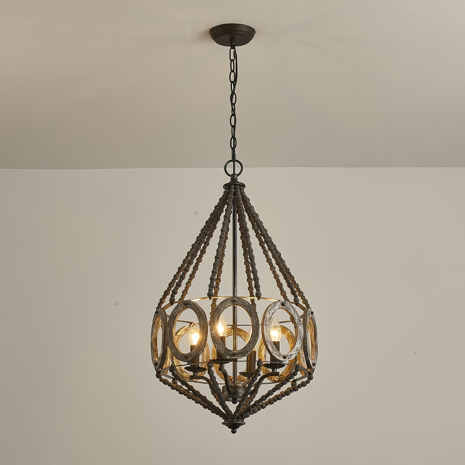 Zasorila Vintage Wooden Metal Chandelier - Lamp Copper