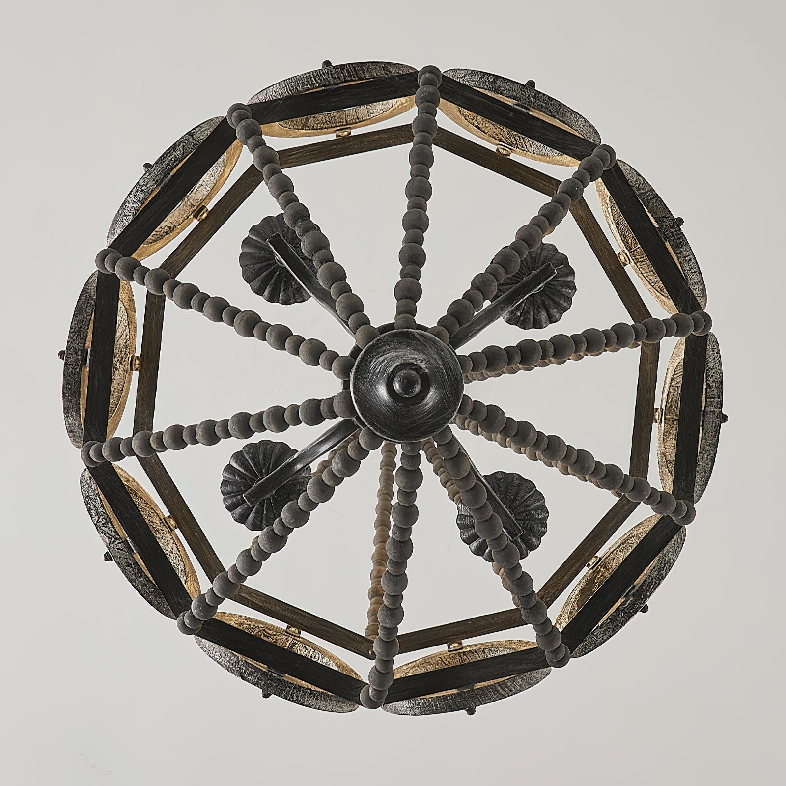 Zasorila Vintage Wooden Metal Chandelier - Lamp Copper
