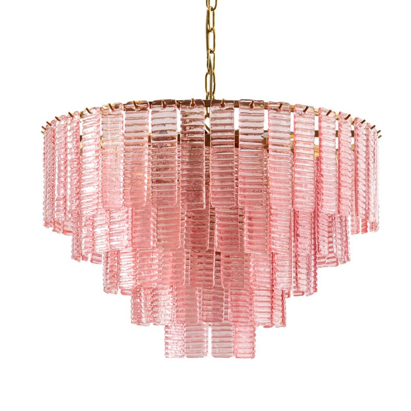 Aurora Chandelier Pink Murano Glass Layered Vintage Luxury - Letslighting