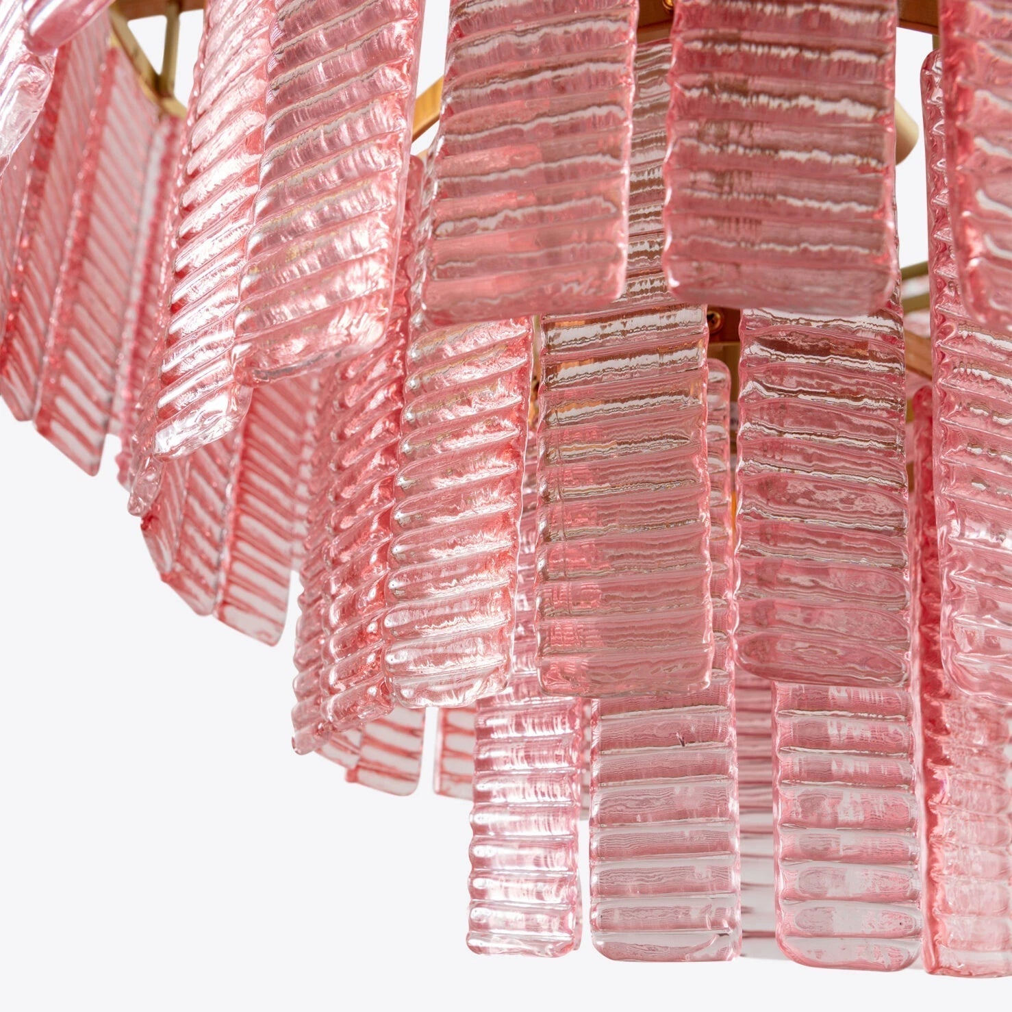 Aurora Chandelier Pink Murano Glass Layered Vintage Luxury - Letslighting
