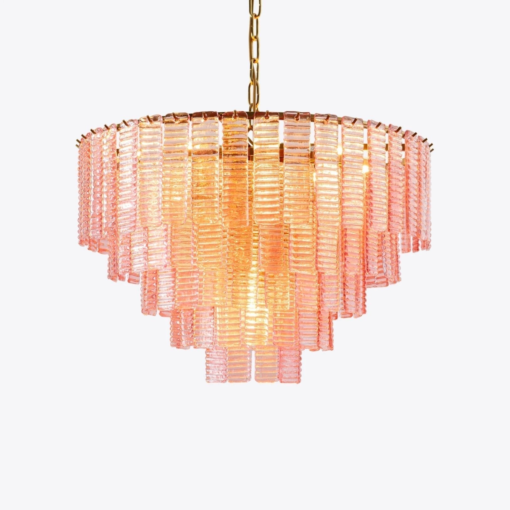 Aurora Chandelier Pink Murano Glass Layered Vintage Luxury - Letslighting