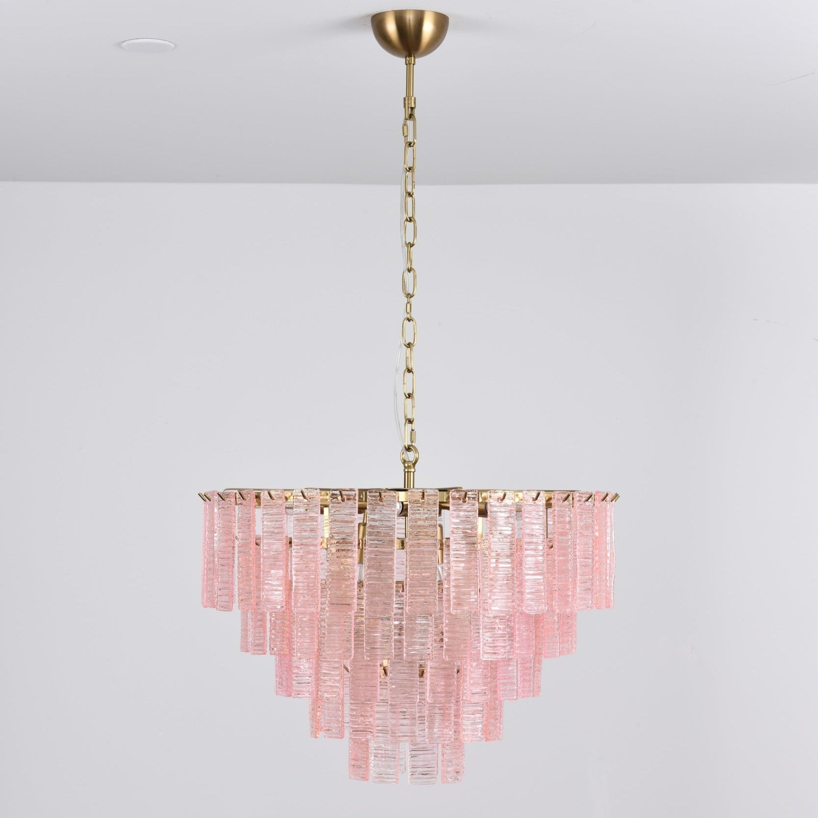 Aurora Chandelier Pink Murano Glass Layered Vintage Luxury - Letslighting