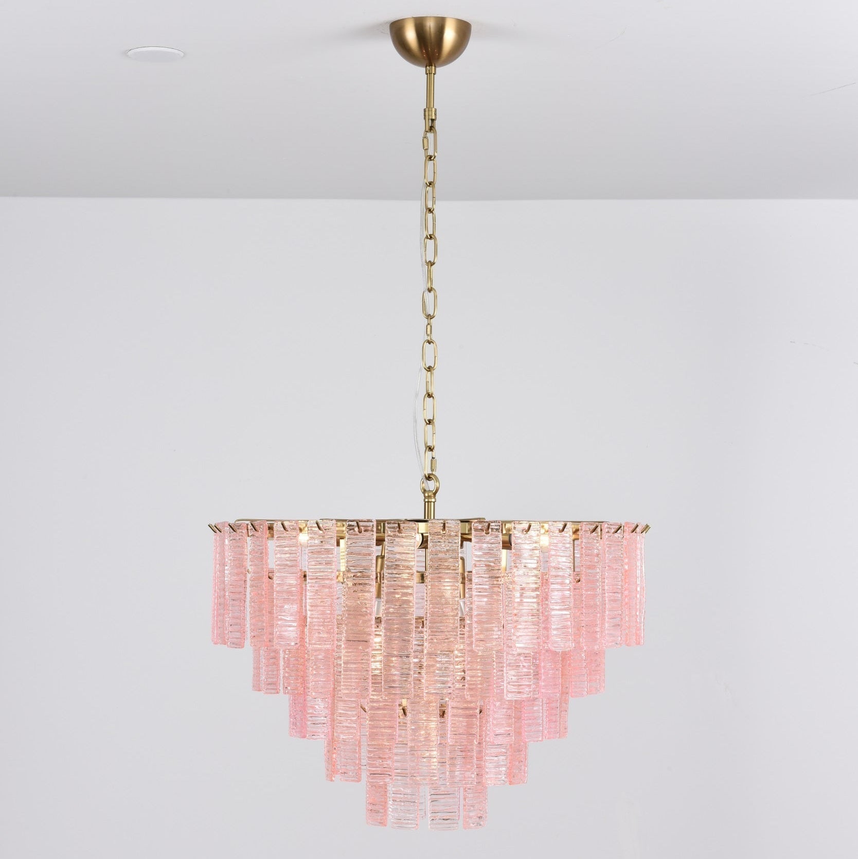 Aurora Chandelier Pink Murano Glass Layered Vintage Luxury - Letslighting