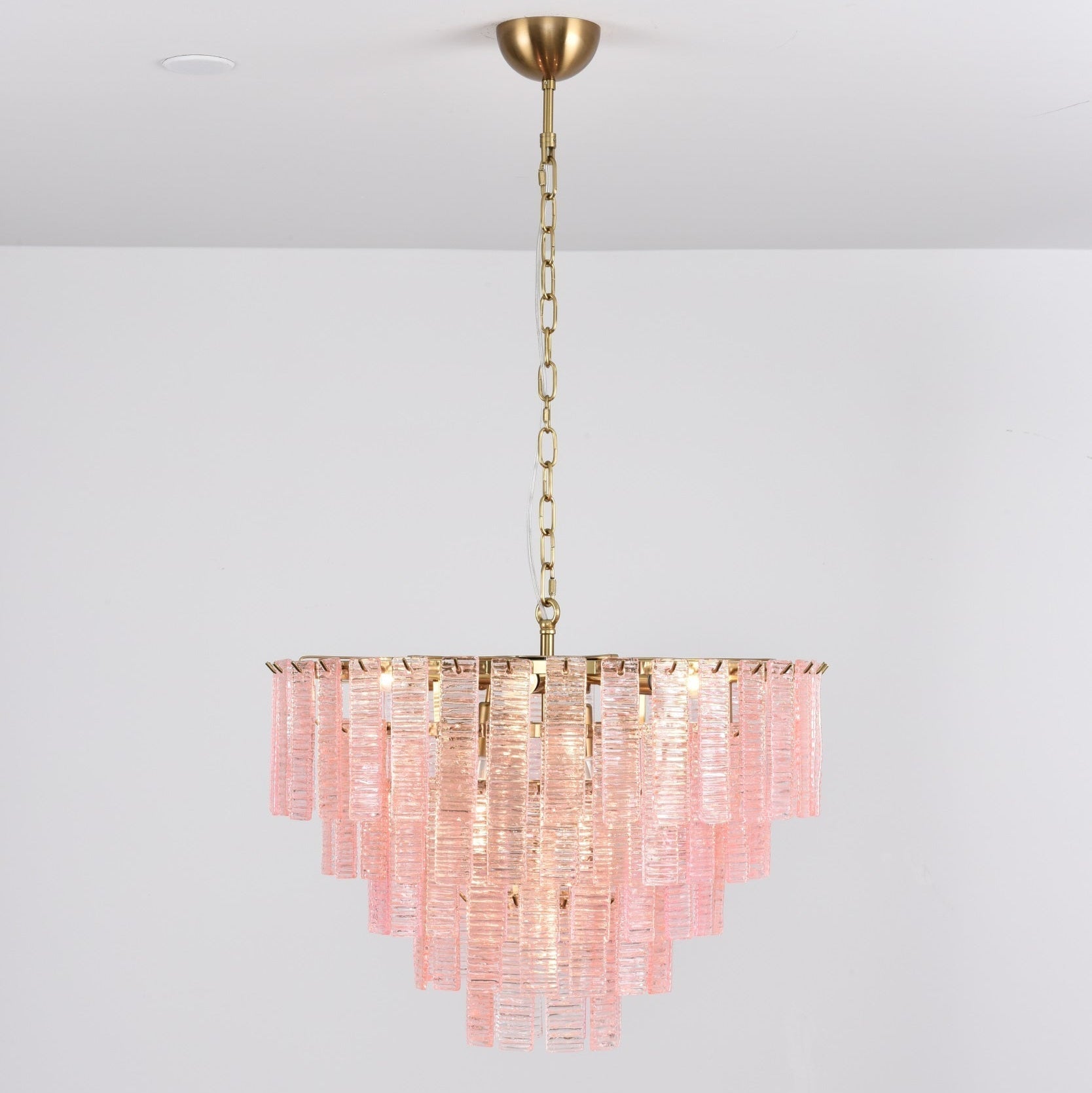 Aurora Chandelier Pink Murano Glass Layered Vintage Luxury - Letslighting