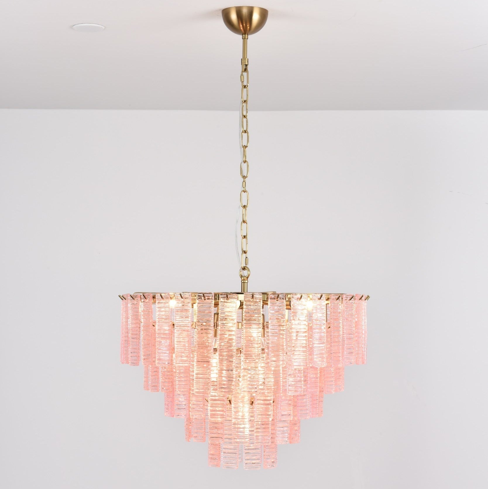 Aurora Chandelier Pink Murano Glass Layered Vintage Luxury - Letslighting